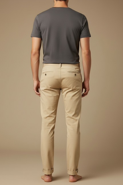 Pantalon Beige Homme Chino Coton Slim Fit Décontracté - Gabardine - vue 2