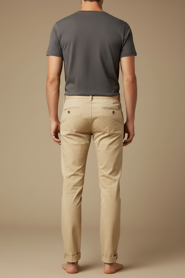 Pantalon Beige Homme Chino Coton Slim Fit Décontracté - Gabardine - vue 2