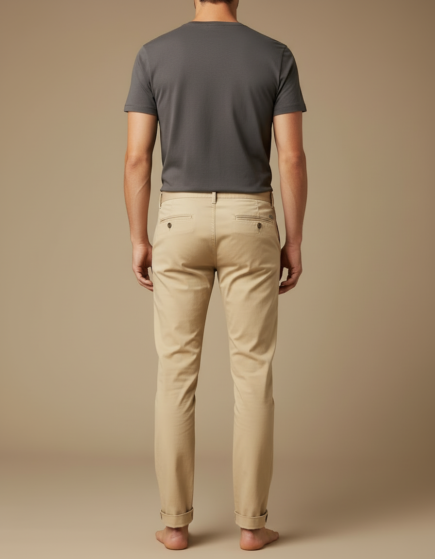 Pantalon Beige Homme Chino Coton Slim Fit Décontracté - Gabardine - vue 2