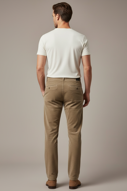 Pantalon Beige Velours Homme - Cordé - vue 2