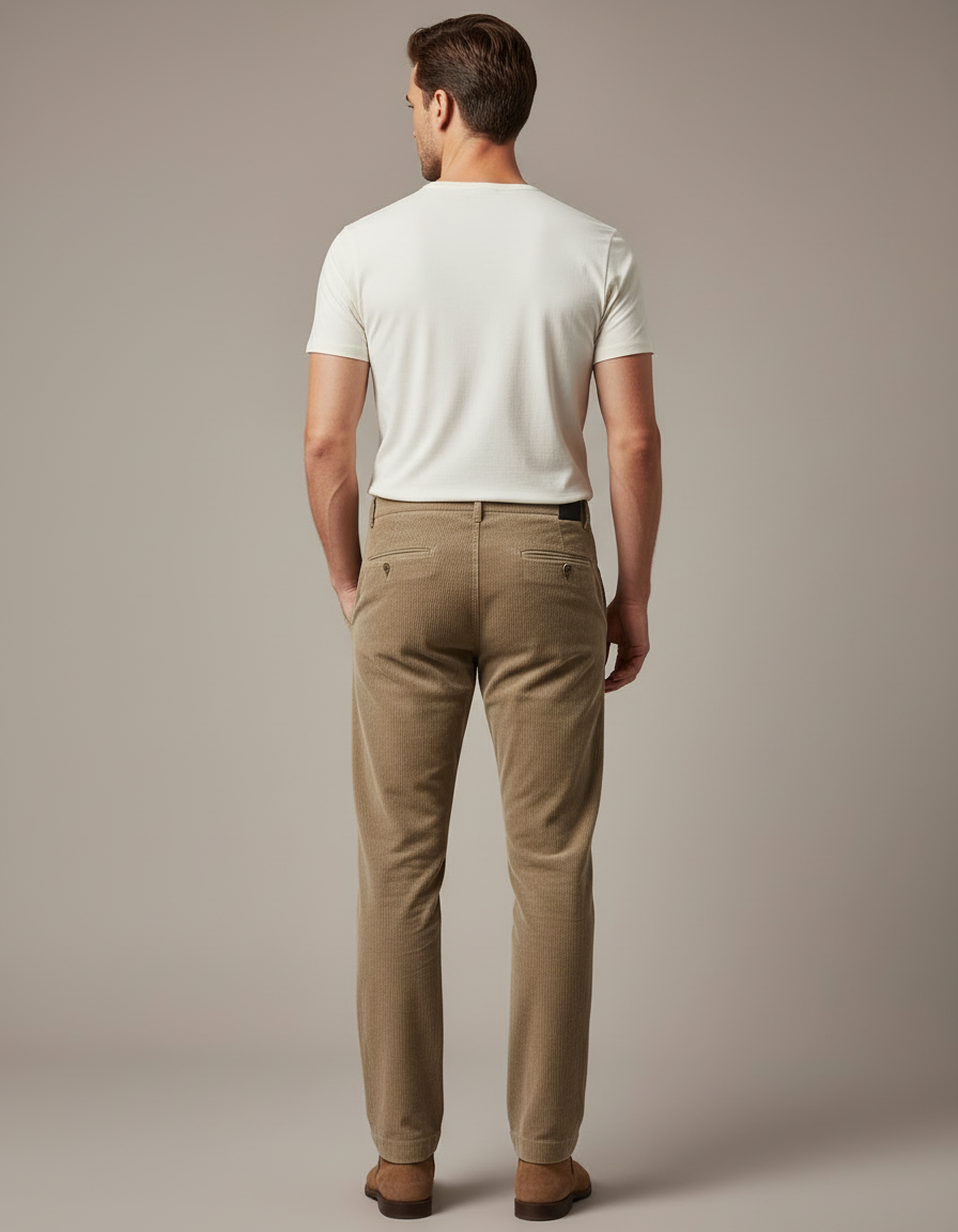 Pantalon Beige Velours Homme - Cordé - vue 2