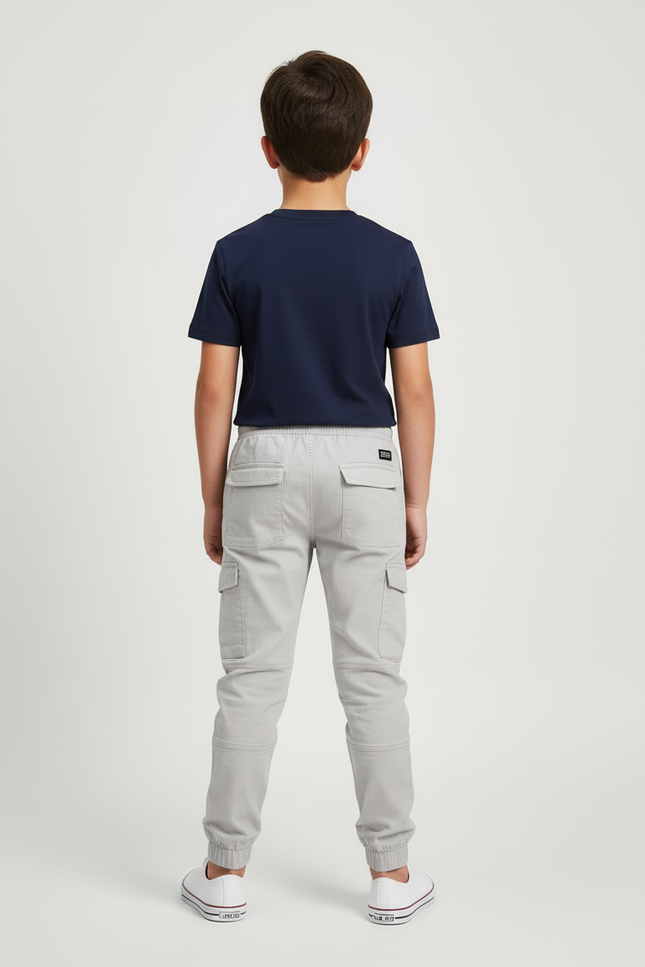 Pantalon Beige Cargo Coton Confortable Garçon - Gris - vue 2