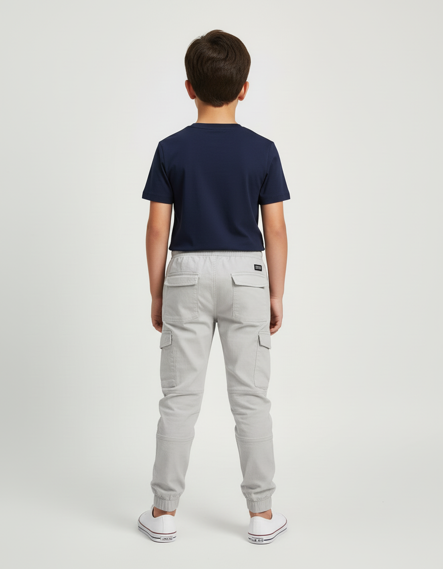 Pantalon Beige Cargo Coton Confortable Garçon - Gris - vue 2