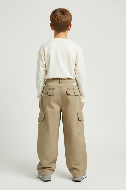 Pantalon Beige Cargo Ample Décontracté Garçon - Toile - vue 2