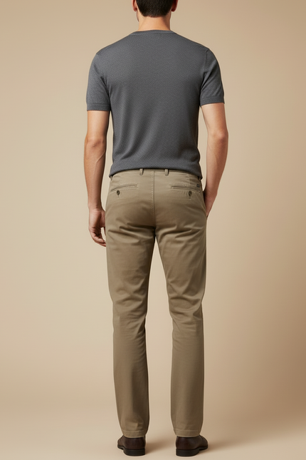 Pantalon Beige Droit Coton Décontracté Homme - Kaki - vue 2
