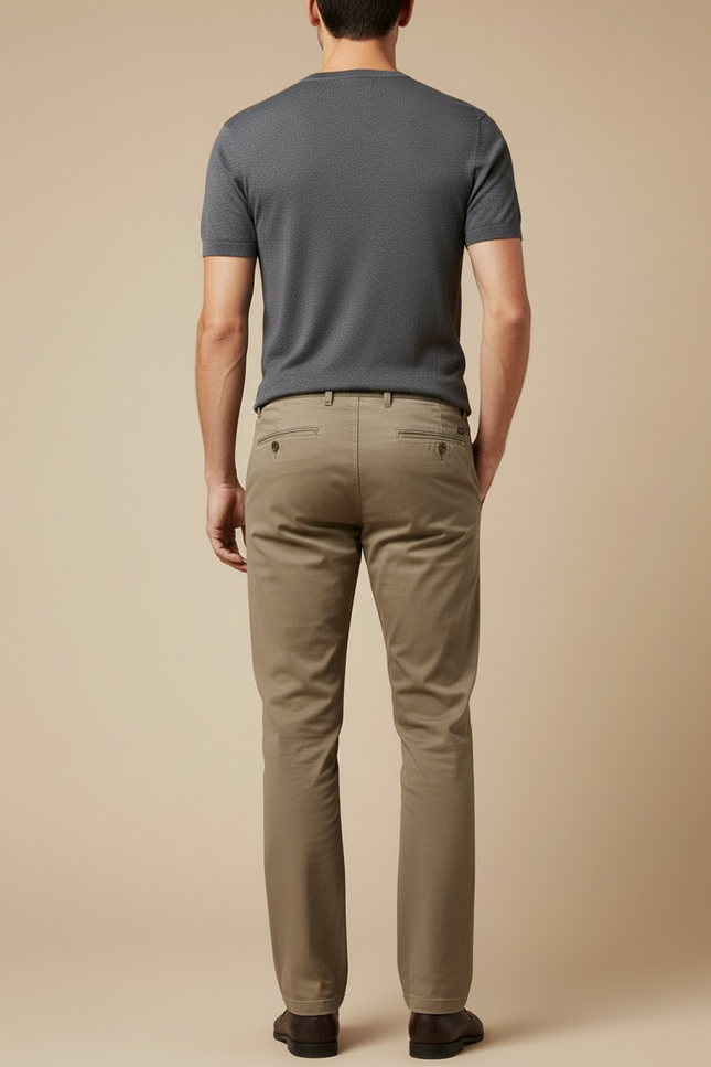 Pantalon Beige Droit Coton Décontracté Homme - Kaki - vue 2