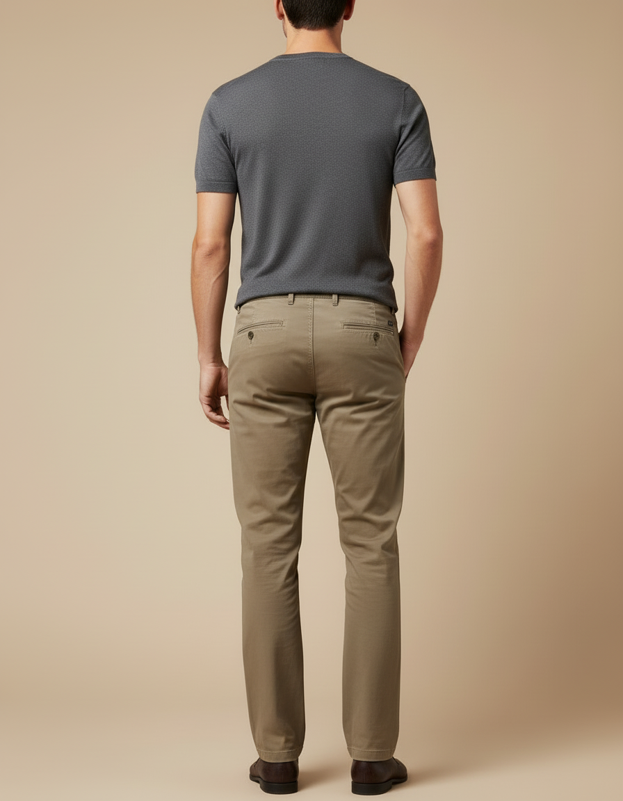 Pantalon Beige Droit Coton Décontracté Homme - Kaki - vue 2