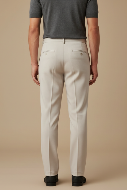 Pantalon Beige Droit Plissé Élégant Homme - Gabardine - vue 2