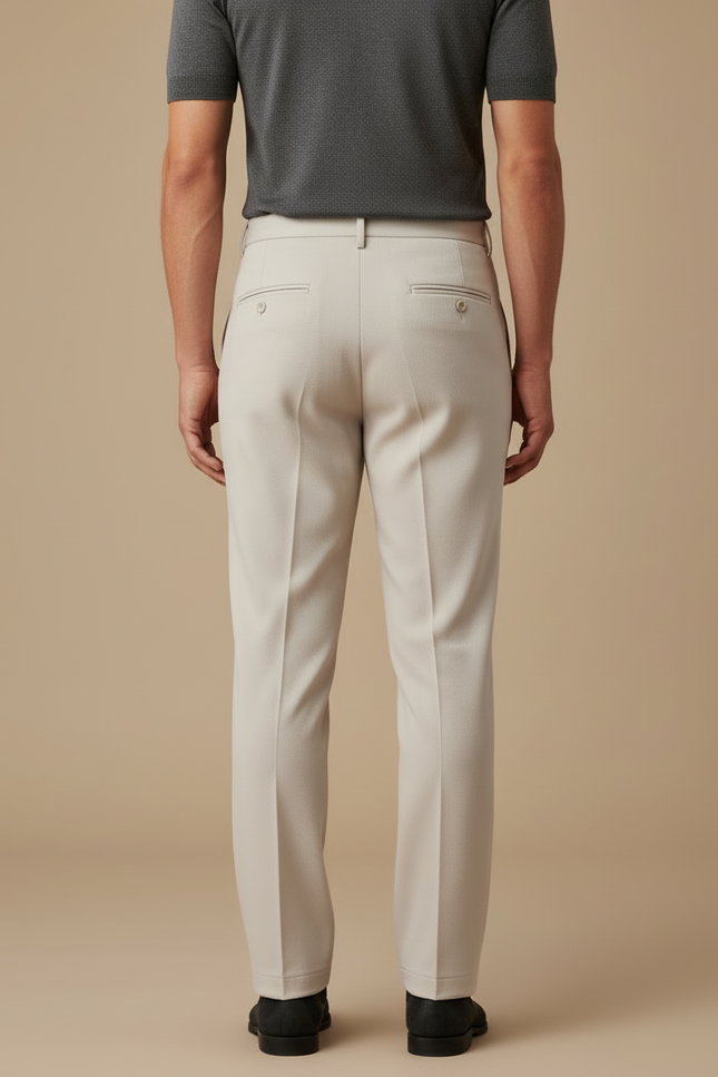 Pantalon Beige Droit Plissé Élégant Homme - Gabardine - vue 2