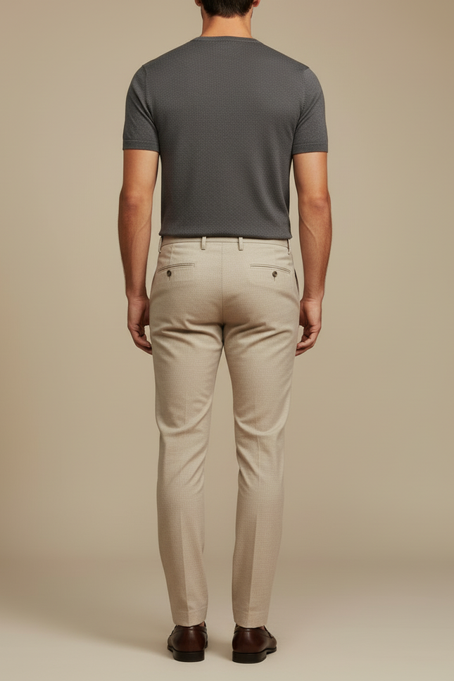 Pantalon Beige Homme Slim Fit Élégant Décontracté - Gabardine - vue 2