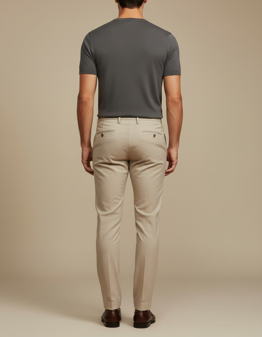Pantalon Beige Homme Slim Fit Élégant Décontracté - Gabardine - vue 2