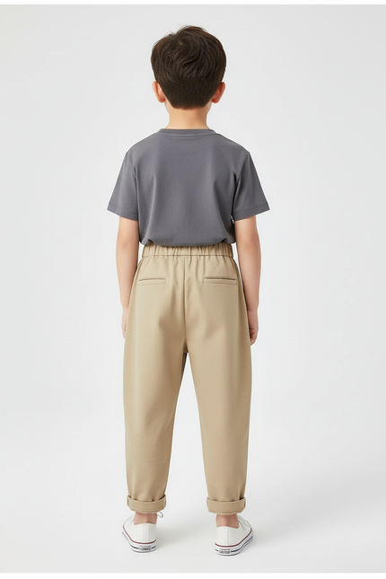 Pantalon Beige Coton Ample Garçon Décontracté - vue 2