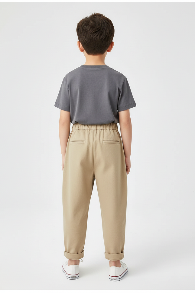 Pantalon Beige Coton Ample Garçon Décontracté - vue 2