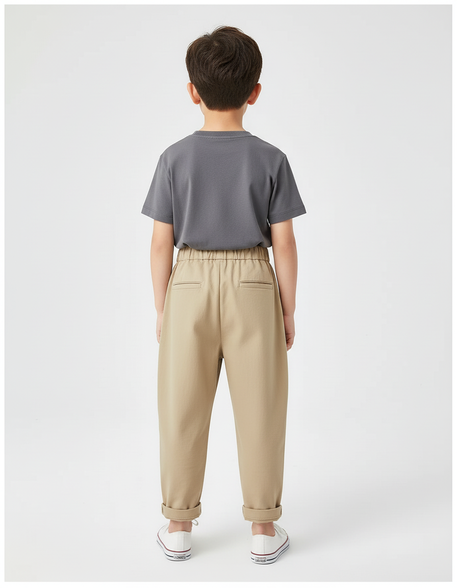 Pantalon Beige Coton Ample Garçon Décontracté - vue 2