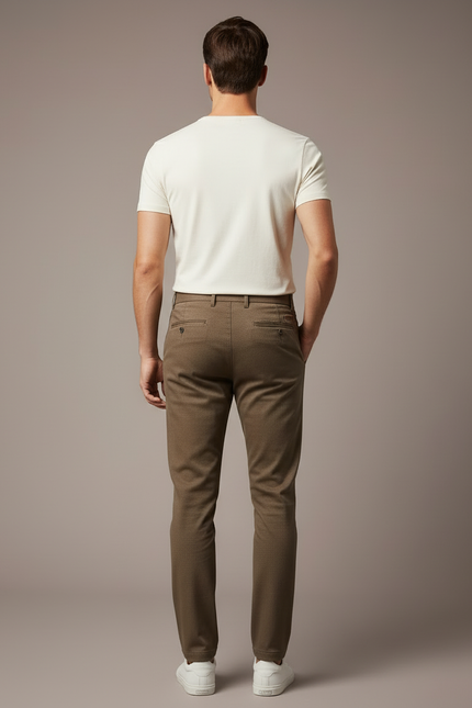 Pantalon Beige Homme Chino Slim Décontracté Élégant - Kaki Gabardine - vue 2