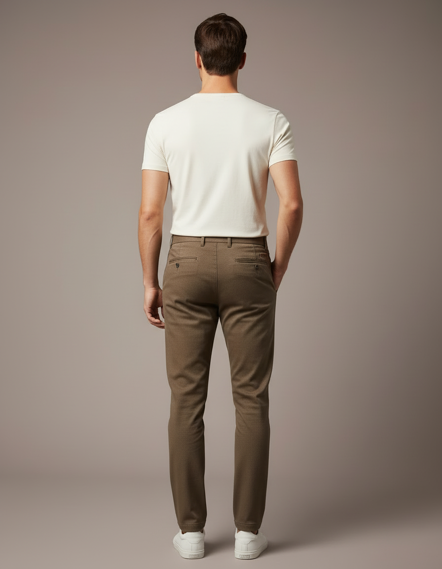 Pantalon Beige Homme Chino Slim Décontracté Élégant - Kaki Gabardine - vue 2