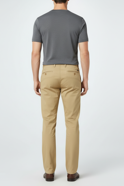 Pantalon Beige Droit Coton Décontracté Élégant Homme - vue 2