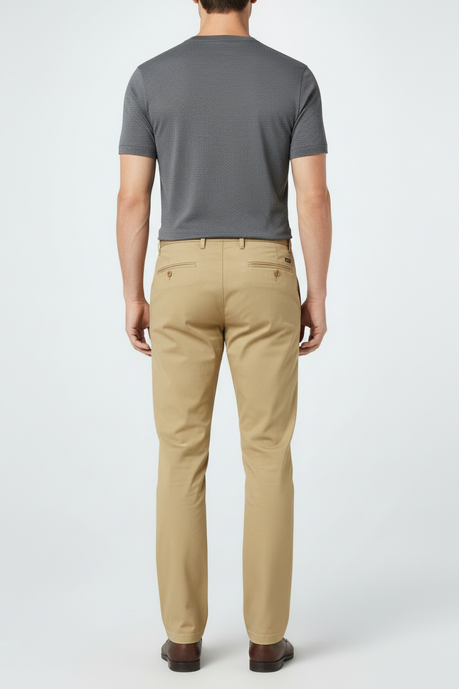 Pantalon Beige Droit Coton Décontracté Élégant Homme - vue 2