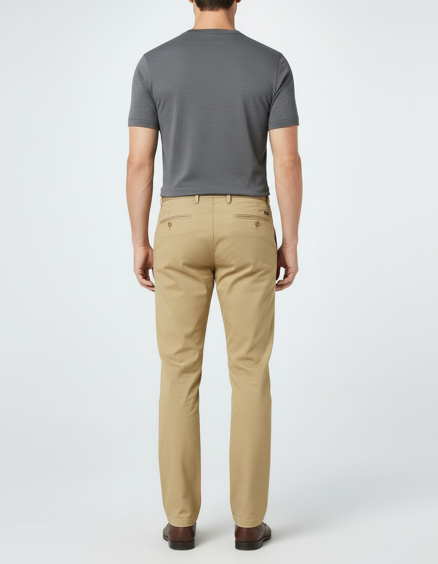 Pantalon Beige Droit Coton Décontracté Élégant Homme - vue 2