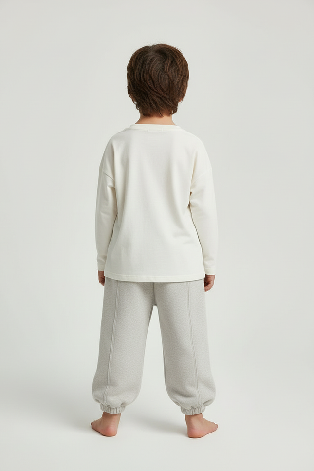 Pantalon Beige Molletonné Ample Décontracté Enfant Hiver - vue 2