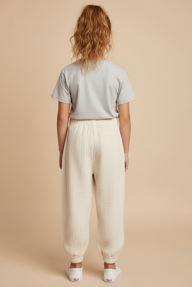 Pantalon Beige Coton Ample Décontracté Confort Enfant - vue 2