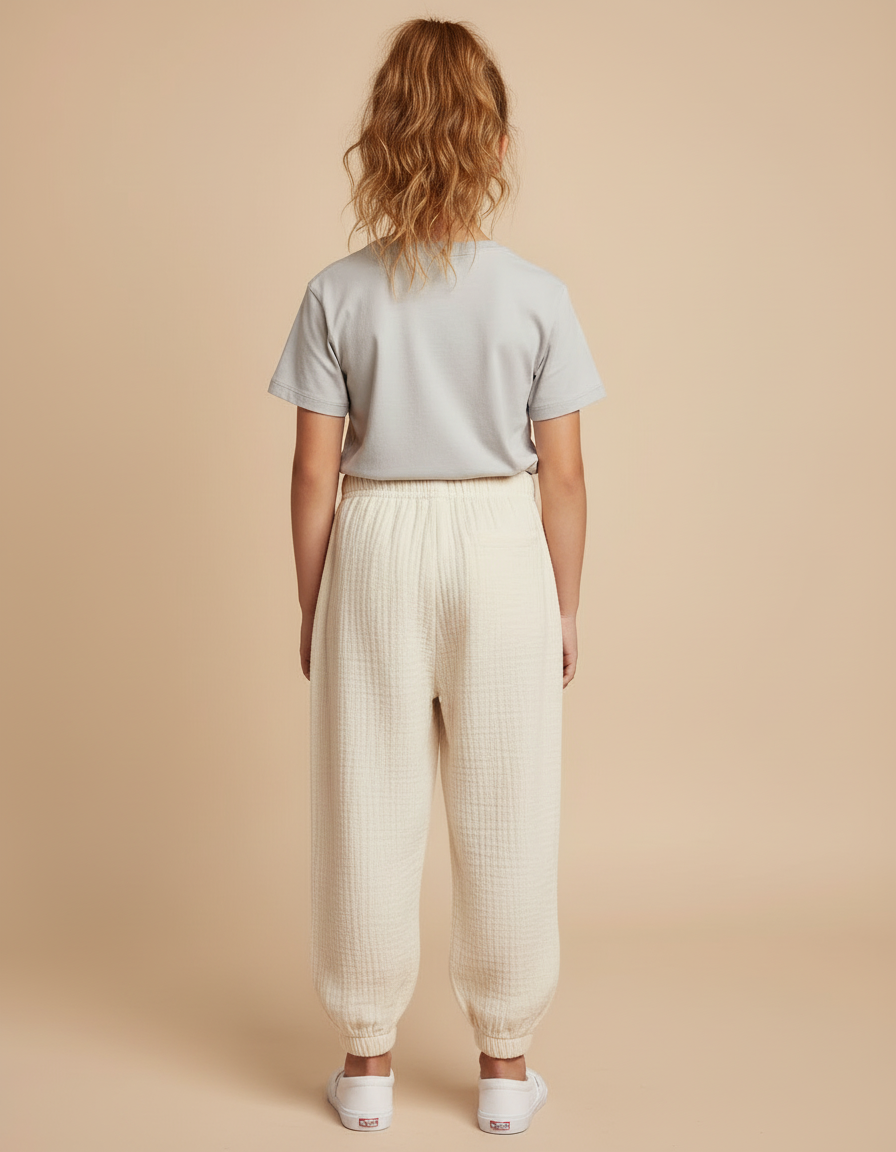 Pantalon Beige Coton Ample Décontracté Confort Enfant - vue 2