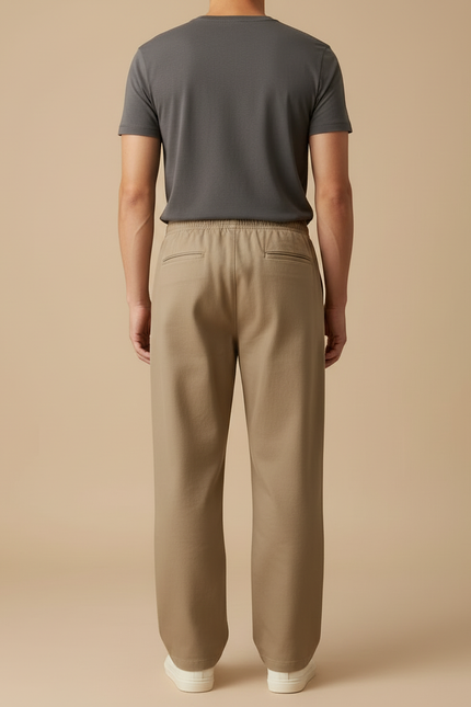 Pantalon Beige Coton Ample Droit Décontracté Homme - vue 2
