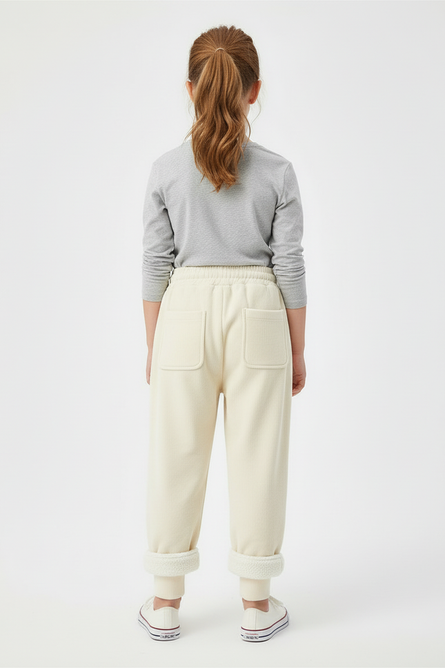 Pantalon Beige Côtelé Doublé Chaud Fille Ample - Cordé - vue 2