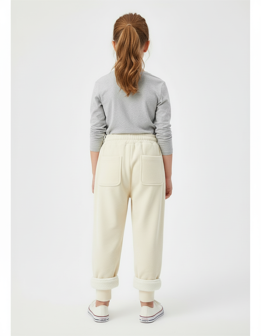 Pantalon Beige Côtelé Doublé Chaud Fille Ample - Cordé - vue 2