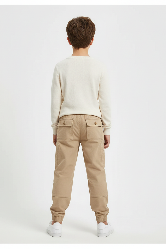 Pantalon Beige Cargo Coton Décontracté Multipoches Enfant - vue 2