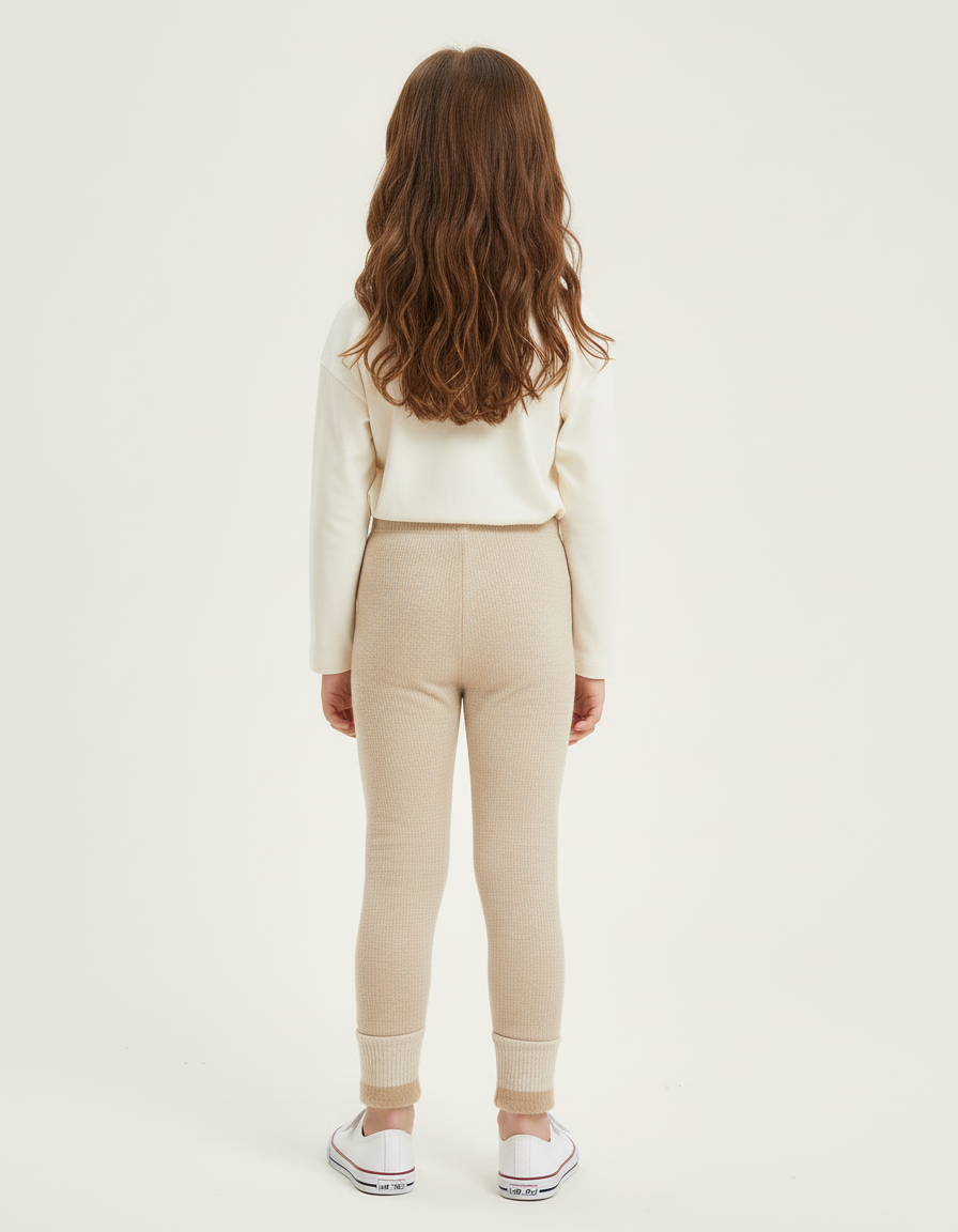 Pantalon Beige Côtelé Doublé Polaire Enfant - Cordé - vue 2