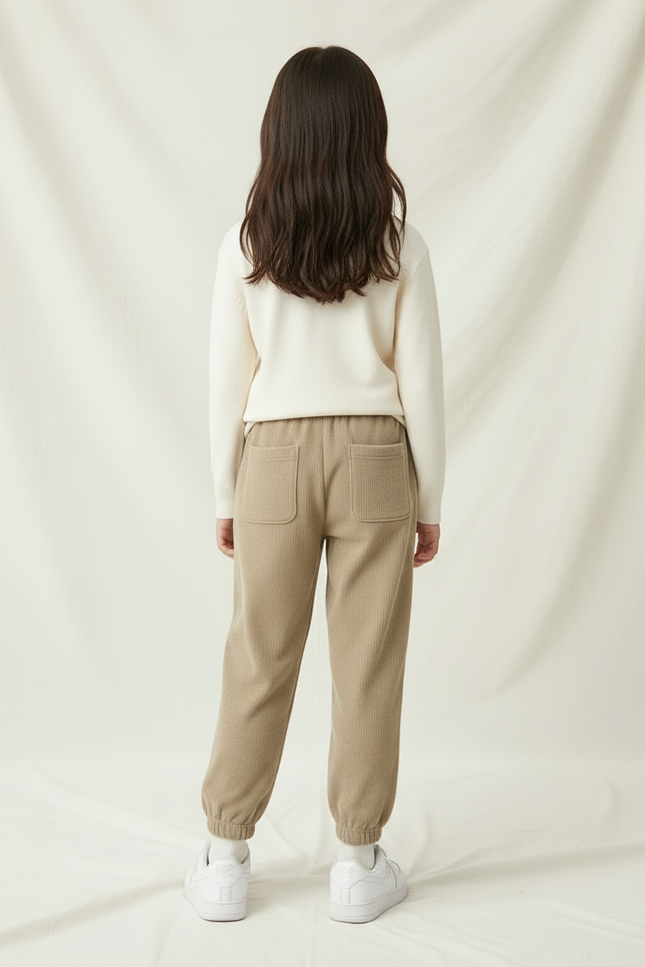 Pantalon Sport Beige - Cordé - vue 2