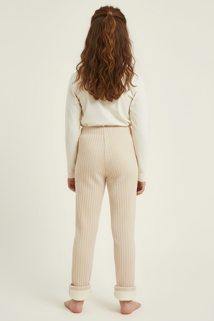 Pantalon Beige Côtelé Chaud Molletonné Enfant Hiver - vue 2