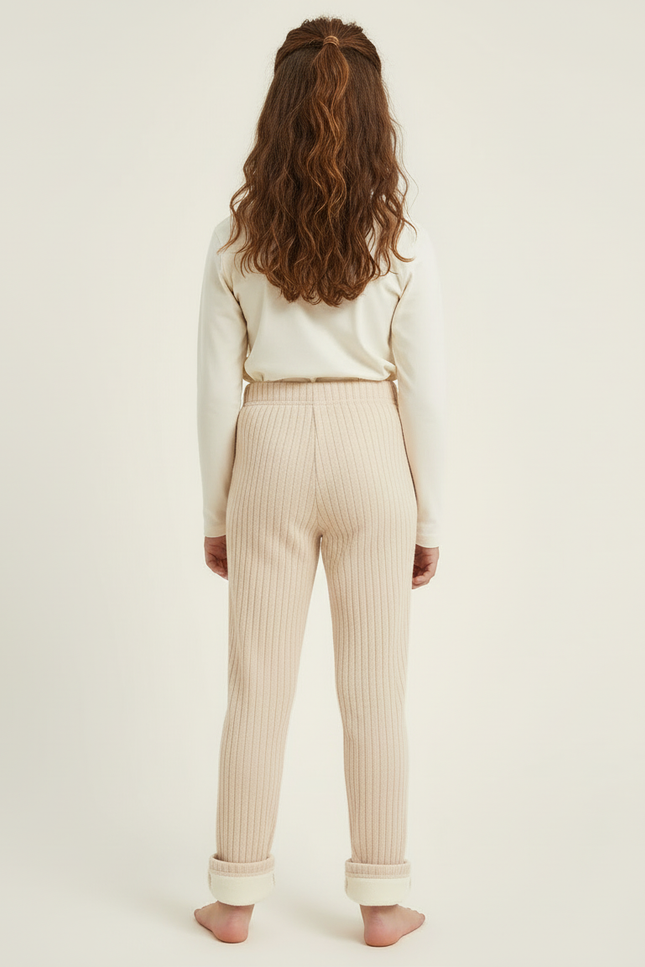 Pantalon Beige Côtelé Chaud Molletonné Enfant Hiver - vue 2