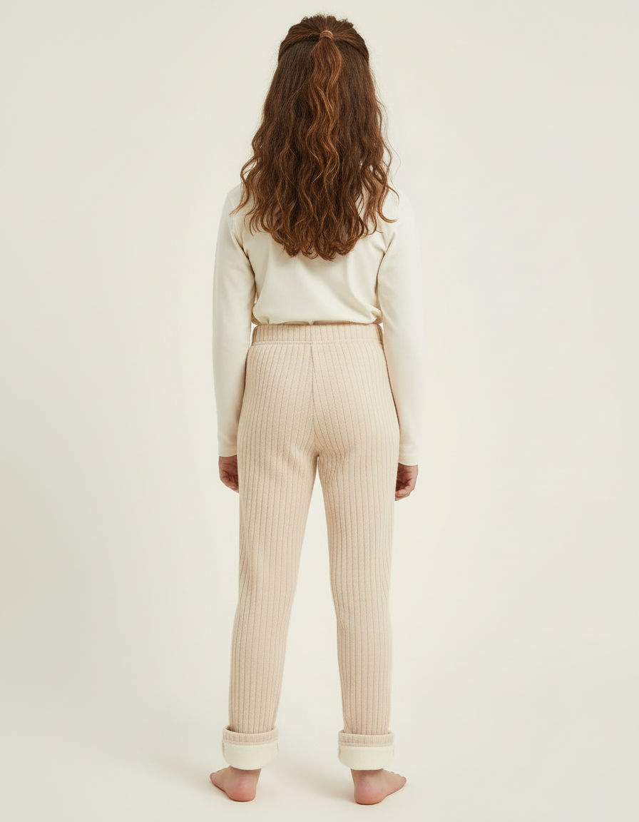 Pantalon Beige Côtelé Chaud Molletonné Enfant Hiver - vue 2
