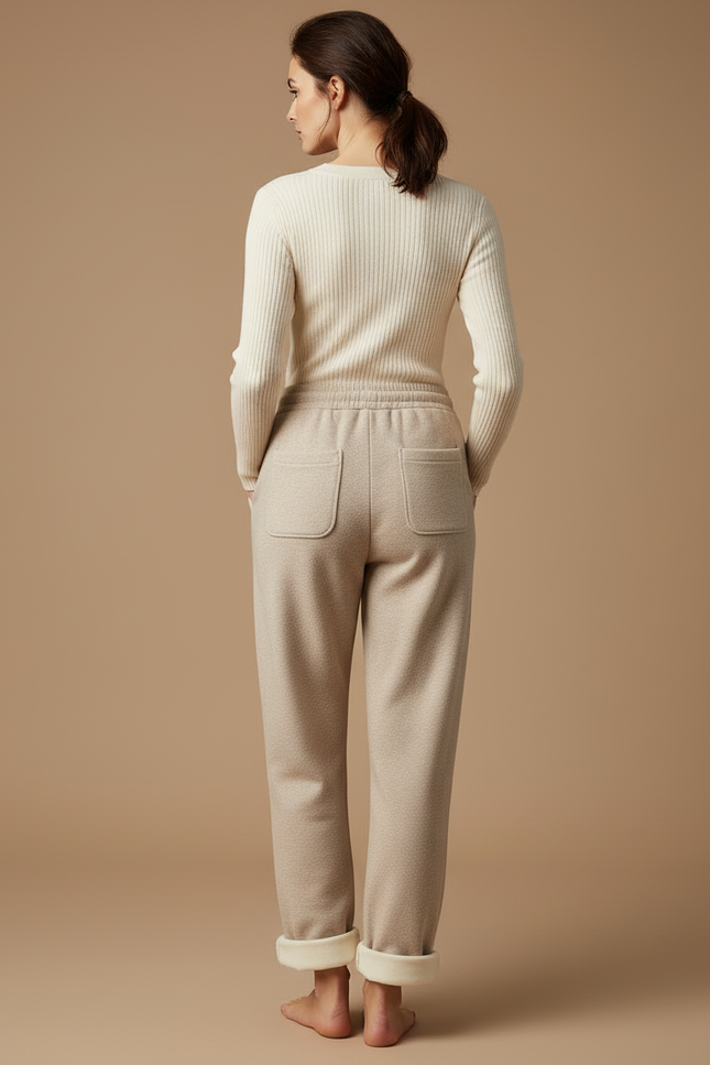 Pantalon Beige Ample Polaire Velours Décontracté Femme - Molleton - vue 2