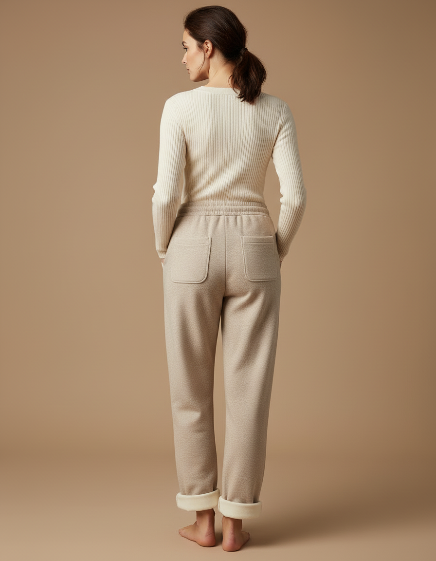 Pantalon Beige Ample Polaire Velours Décontracté Femme - Molleton - vue 2