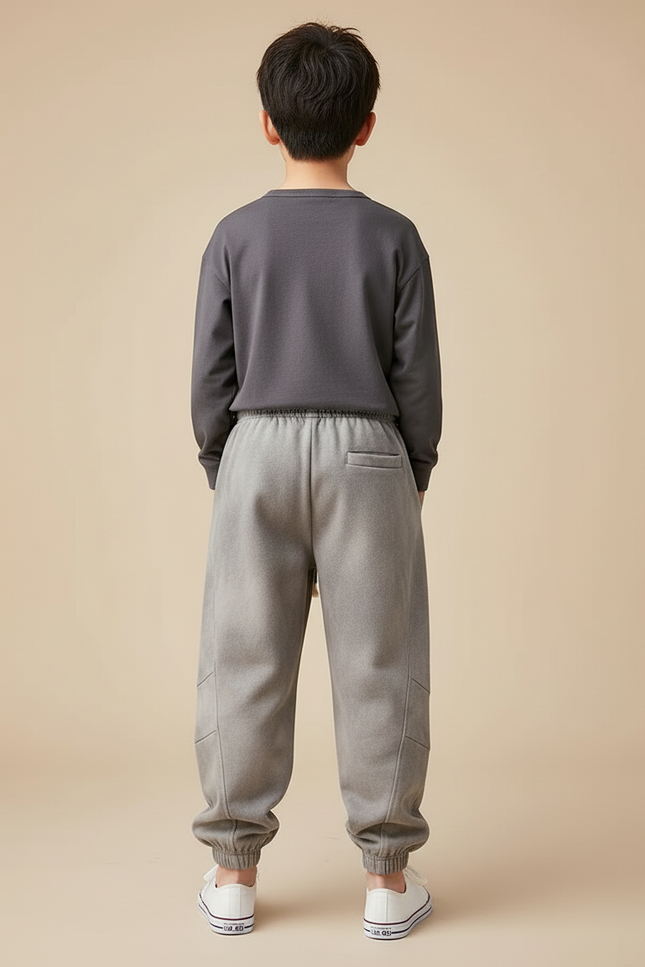 Pantalon Beige Tie-Dye Ample Molleton Décontracté Enfant - Gris - vue 2
