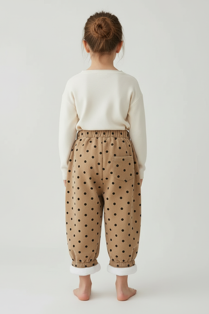 Pantalon Beige Polka Dot Ample Molletonné Enfant Hiver - vue 2
