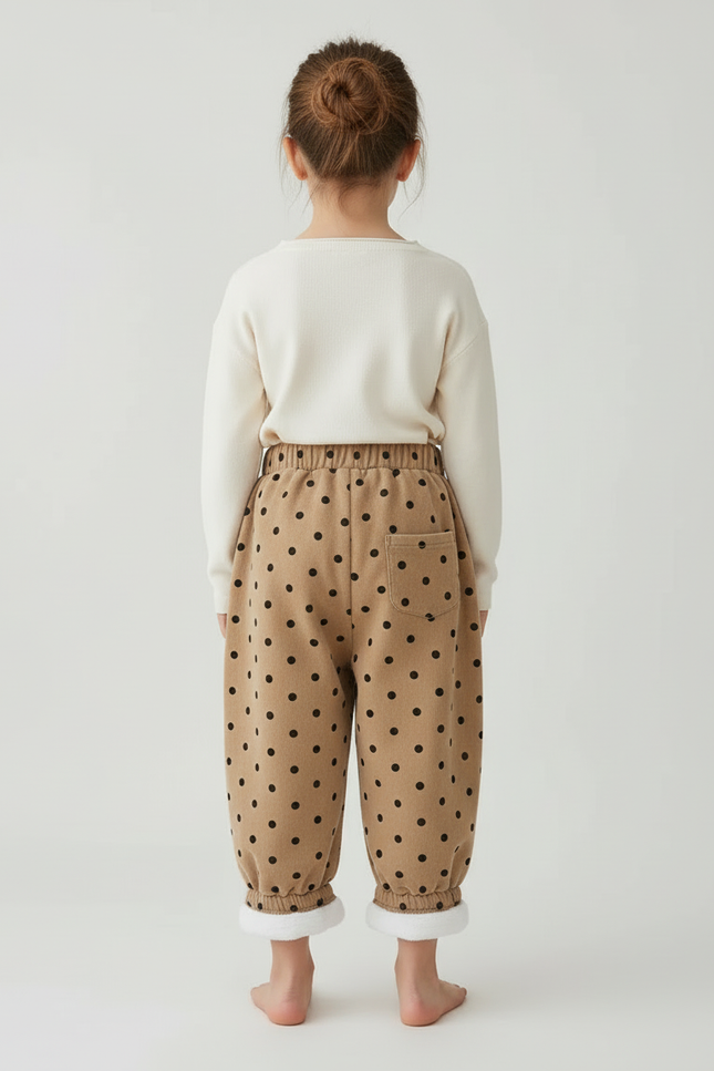 Pantalon Beige Polka Dot Ample Molletonné Enfant Hiver - vue 2