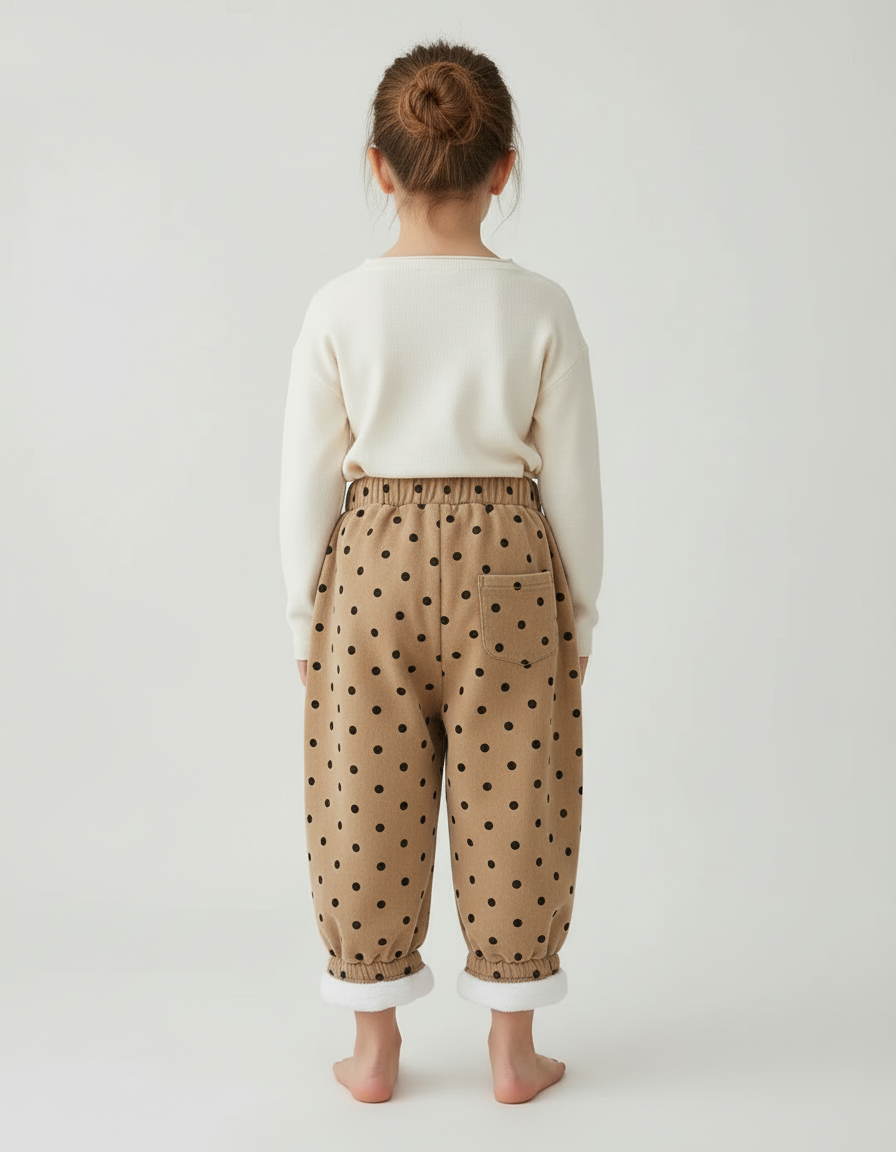 Pantalon Beige Polka Dot Ample Molletonné Enfant Hiver - vue 2