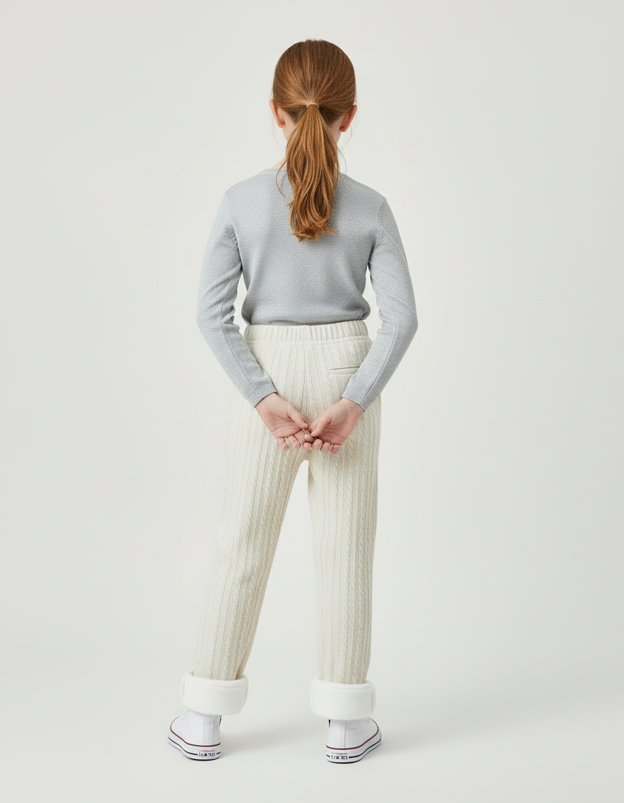 Pantalon Beige Fille Tricoté Jacquard Chaud Hiver - Maille - vue 2
