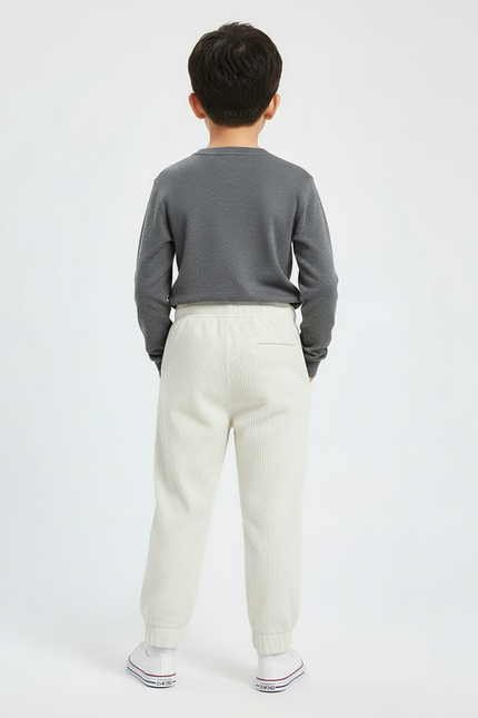 Pantalon Beige Côtelé Ample Confortable Garçon - Cordé - vue 2