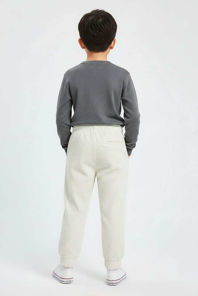 Pantalon Beige Côtelé Ample Confortable Garçon - Cordé - vue 2