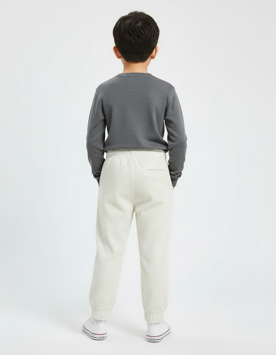 Pantalon Beige Côtelé Ample Confortable Garçon - Cordé - vue 2
