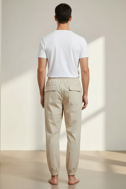 Pantalon Beige Cargo Léger Sport Jogger Cordon - Polyester - vue 2