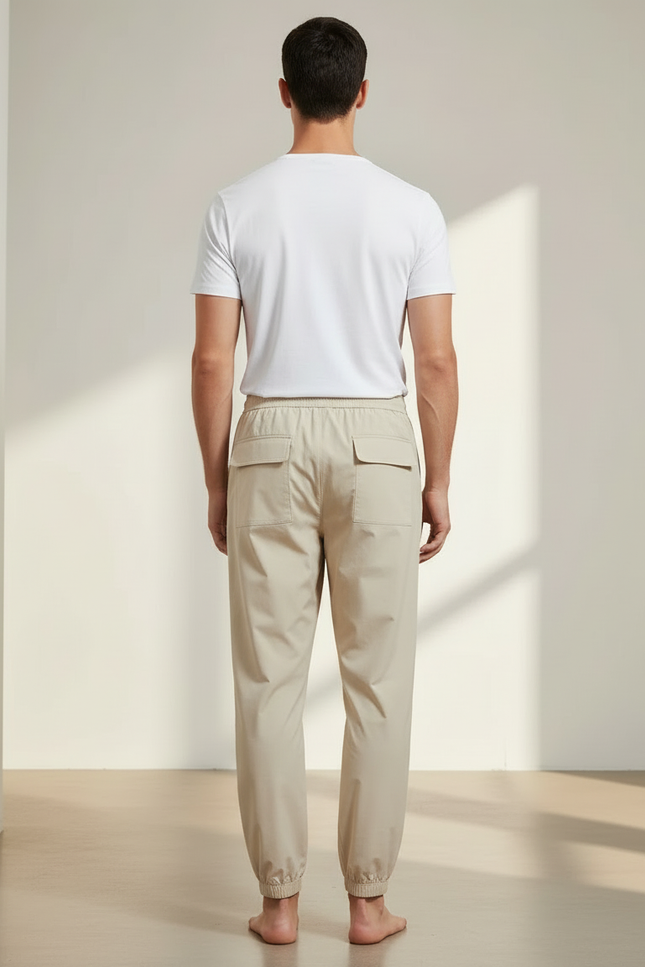 Pantalon Beige Cargo Léger Sport Jogger Cordon - Polyester - vue 2