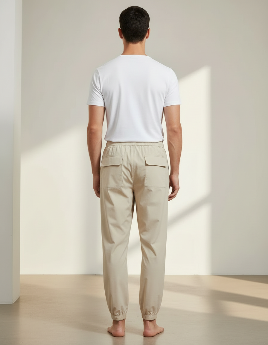 Pantalon Beige Cargo Léger Sport Jogger Cordon - Polyester - vue 2