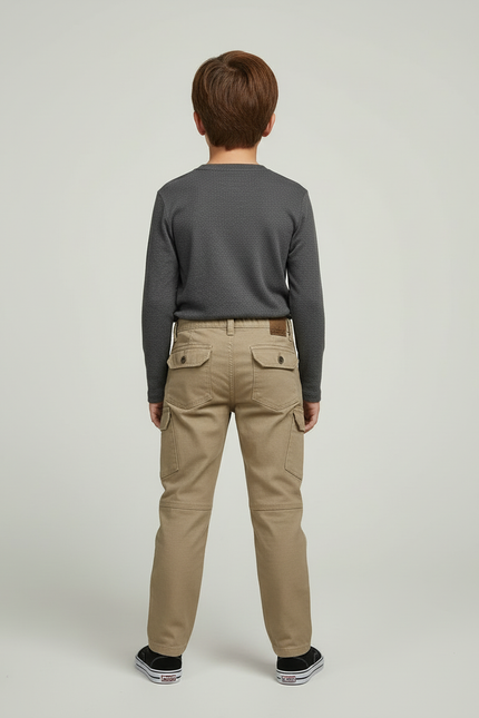 Pantalon Beige Cargo Coton Enfant Décontracté Robuste - vue 2