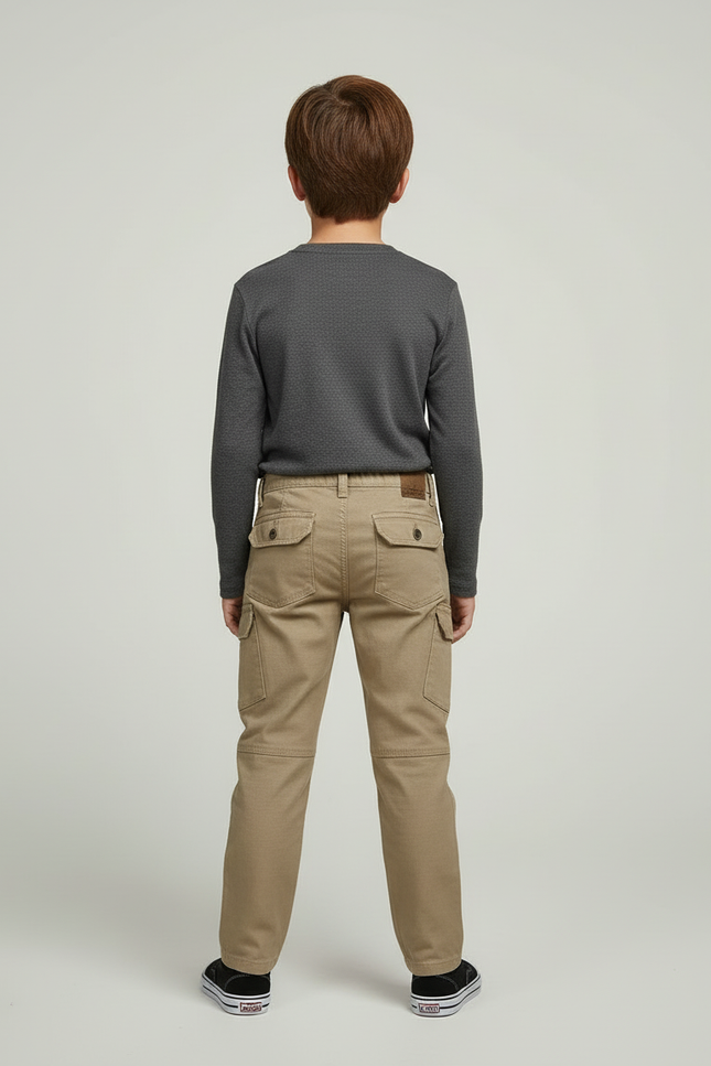 Pantalon Beige Cargo Coton Enfant Décontracté Robuste - vue 2